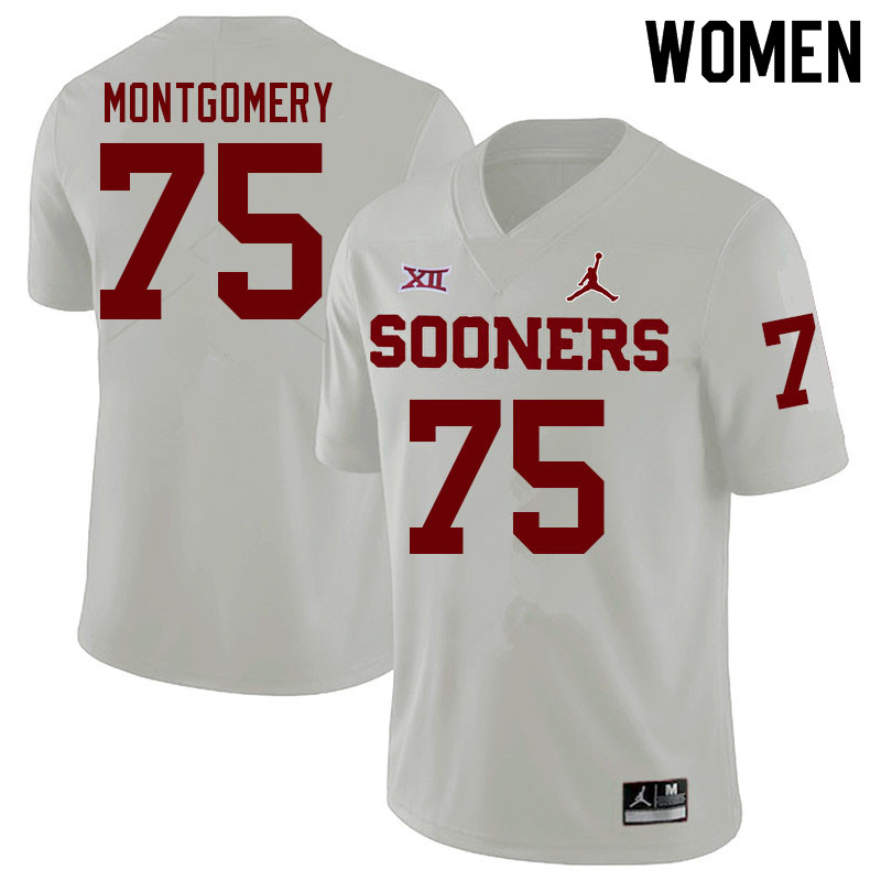 Women #75 Cullen Montgomery Oklahoma Sooners College Football Jerseys Sale-White - Click Image to Close